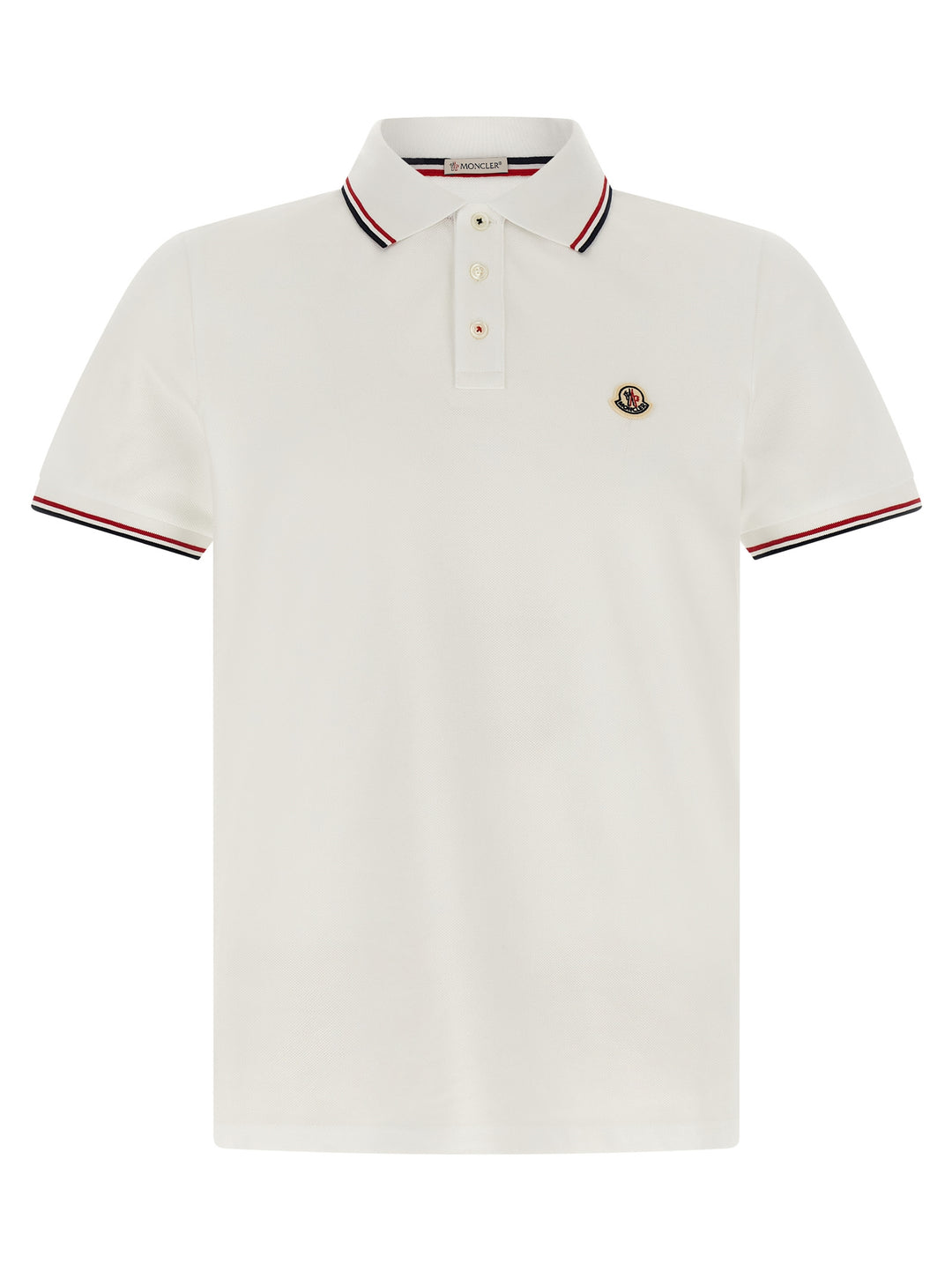 Moncler Tricolor Trim  Shirt Polo - White | b15412a01639ae89273ed57e05f224ebb43f4861