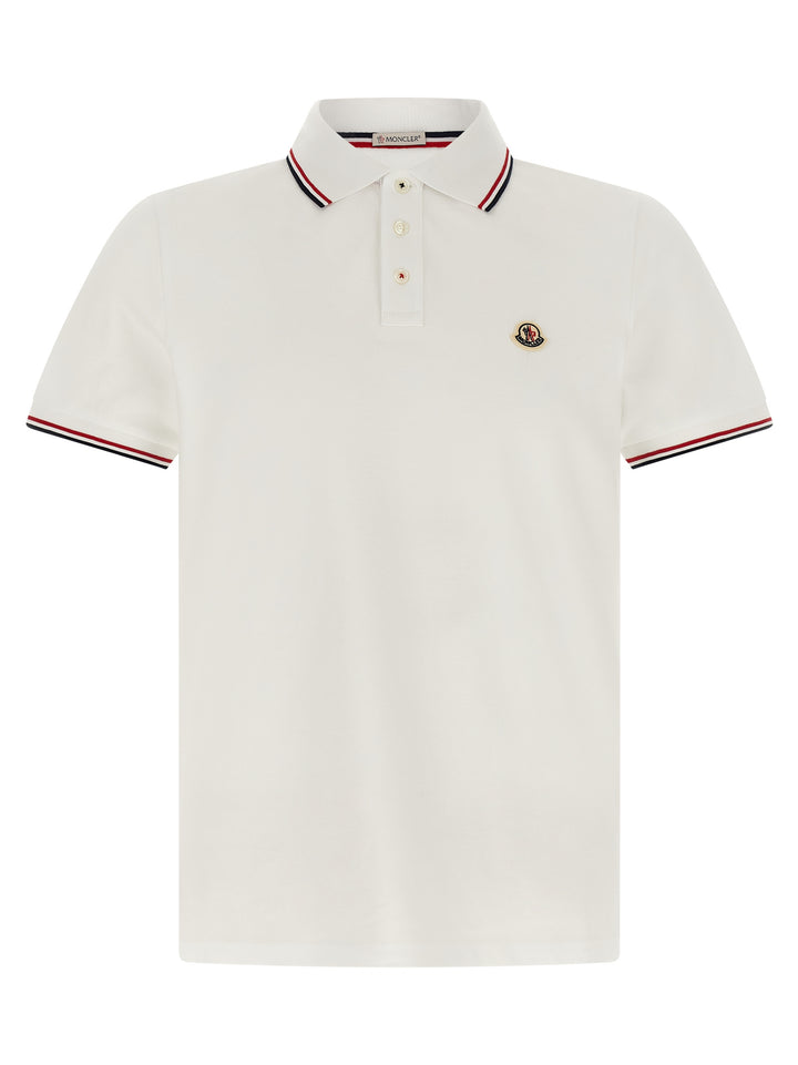 Moncler Tricolor Trim  Shirt Polo - White | b15412a01639ae89273ed57e05f224ebb43f4861