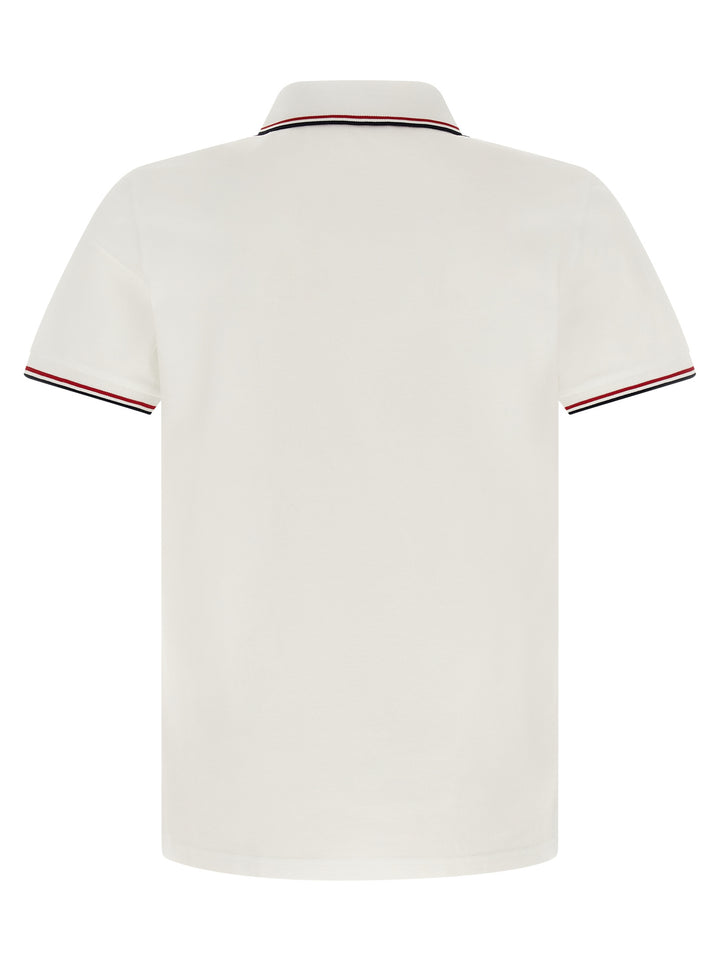 Moncler Tricolor Trim  Shirt Polo - White | 88c04ae2be4f57189acc90524233067fe097fdbc
