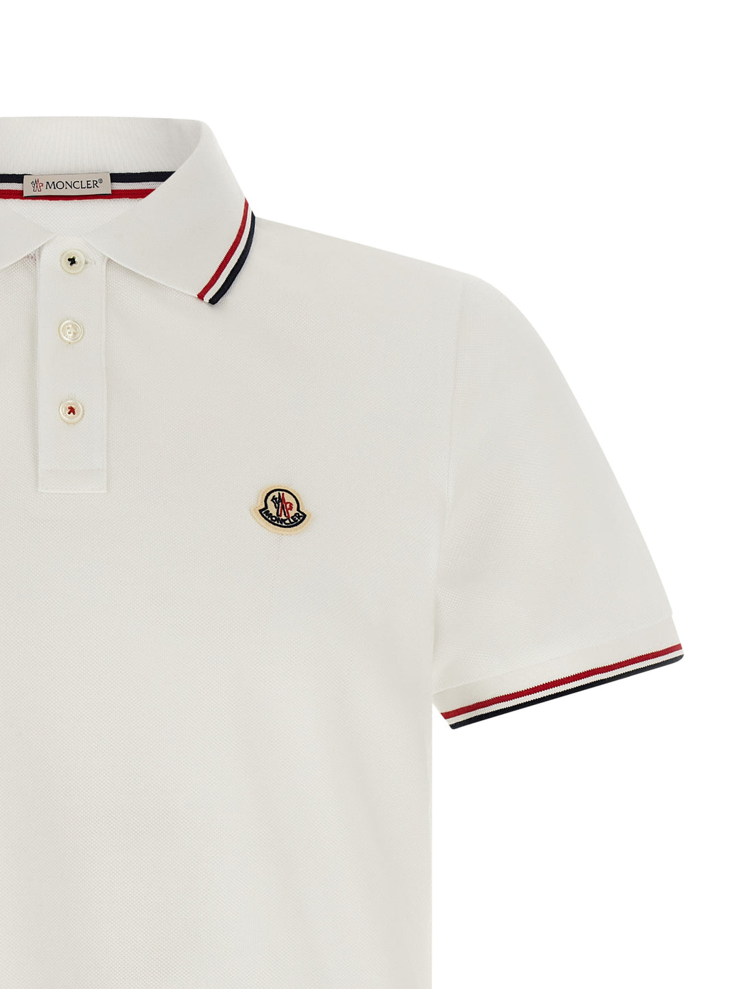 Moncler Tricolor Trim  Shirt Polo - White | 442534a117b32181fe23ffe6652256fba5630b69
