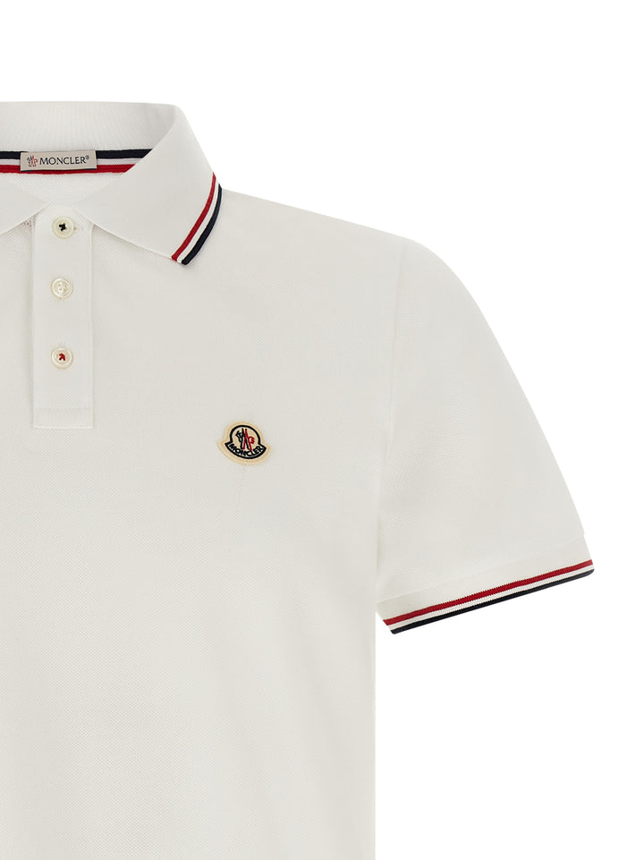 Moncler Tricolor Trim  Shirt Polo - White | 442534a117b32181fe23ffe6652256fba5630b69