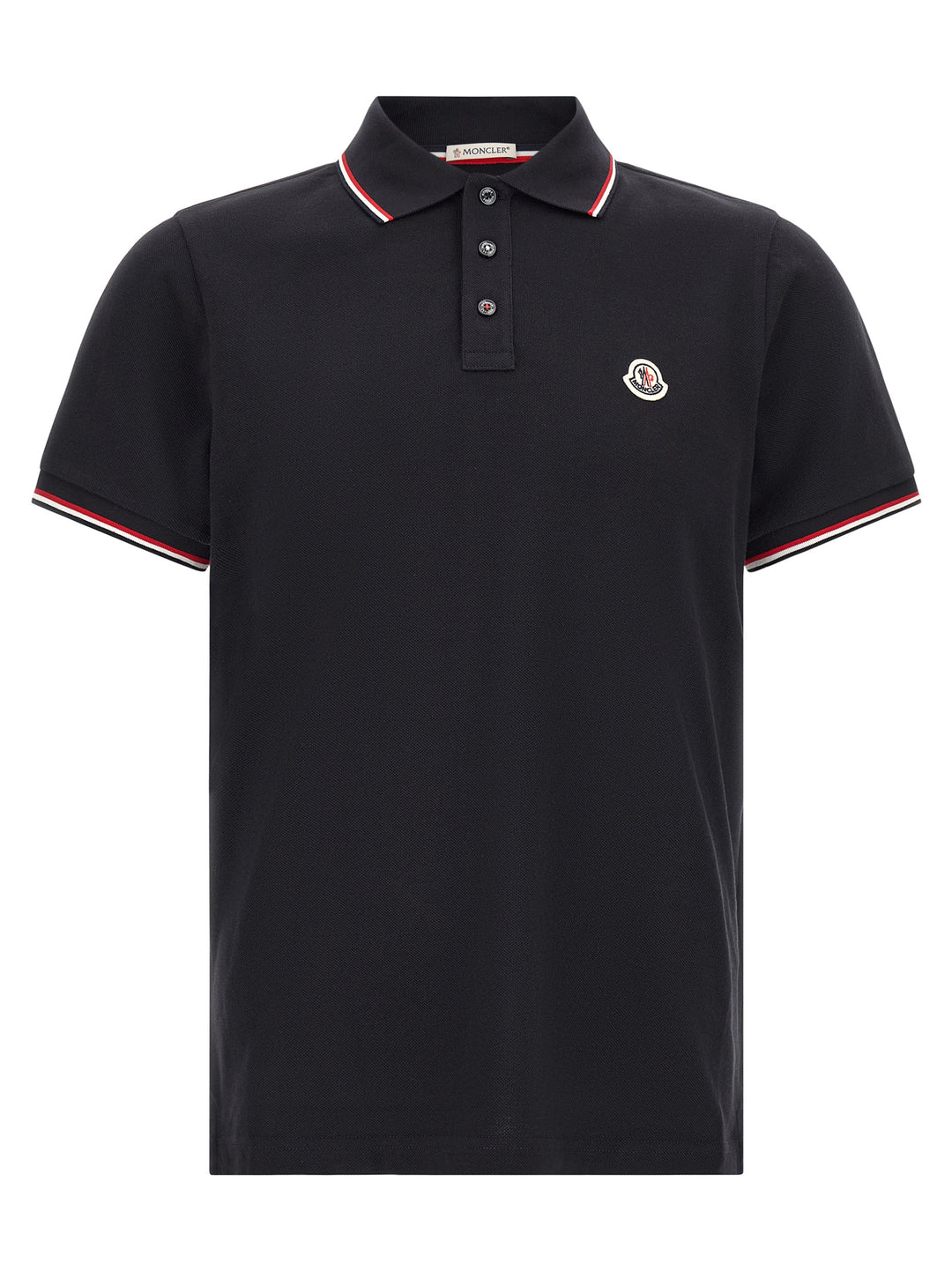 Moncler Tricolor Trim  Shirt Polo - Blue | 5eb9034d4b1c081059222366a150ed3a758ad7ee