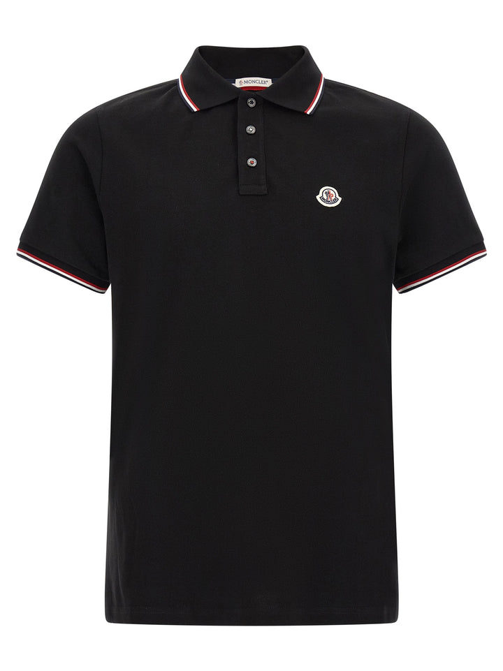 Moncler Tricolor Trim  Shirt Polo - Black | fc91d573d2f8d62a7512d3688830463d8b7914f7