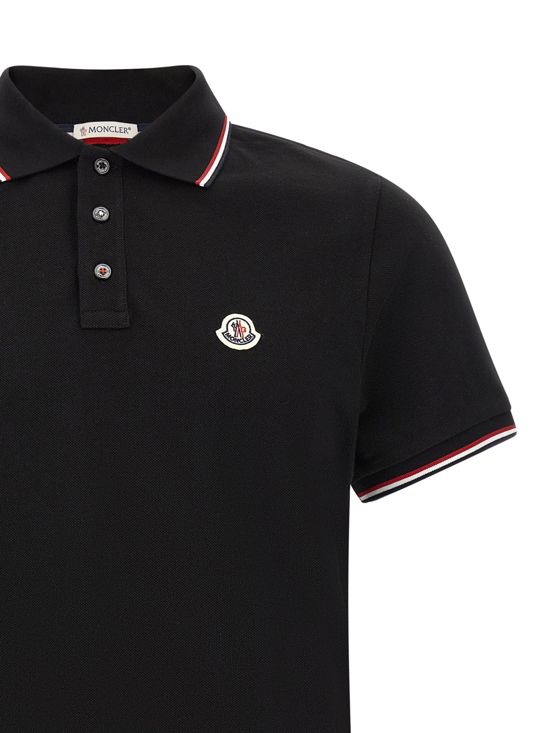 Moncler Tricolor Trim  Shirt Polo - Black | bc9b869eda62c03bafeacddf09b59345027c45da