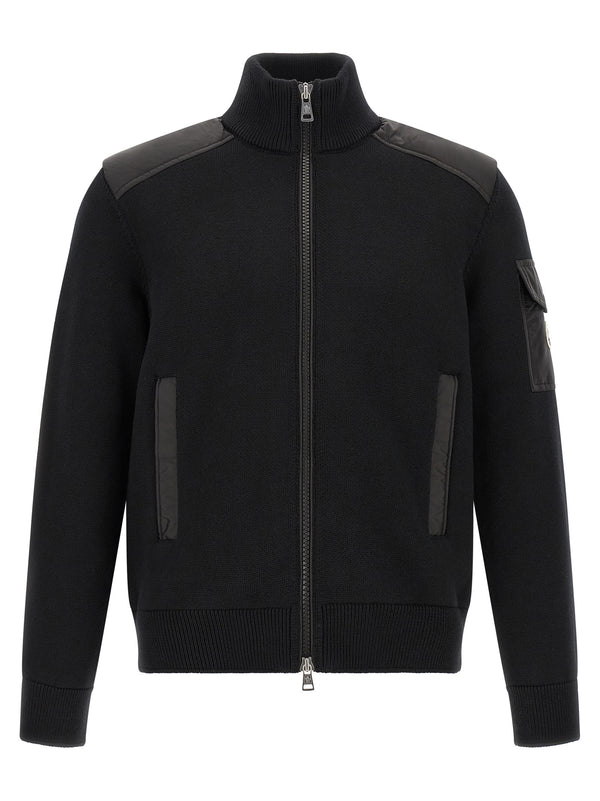 Padded Wool Zip-Up Sweaters And Cardigans Black