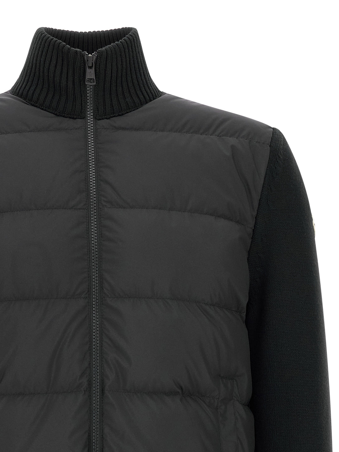 Moncler Two-Material Cardigan Sweaters and Cardigans - Black | f6b641063e6f4f6045a2f7a68b47c4822b2f2833