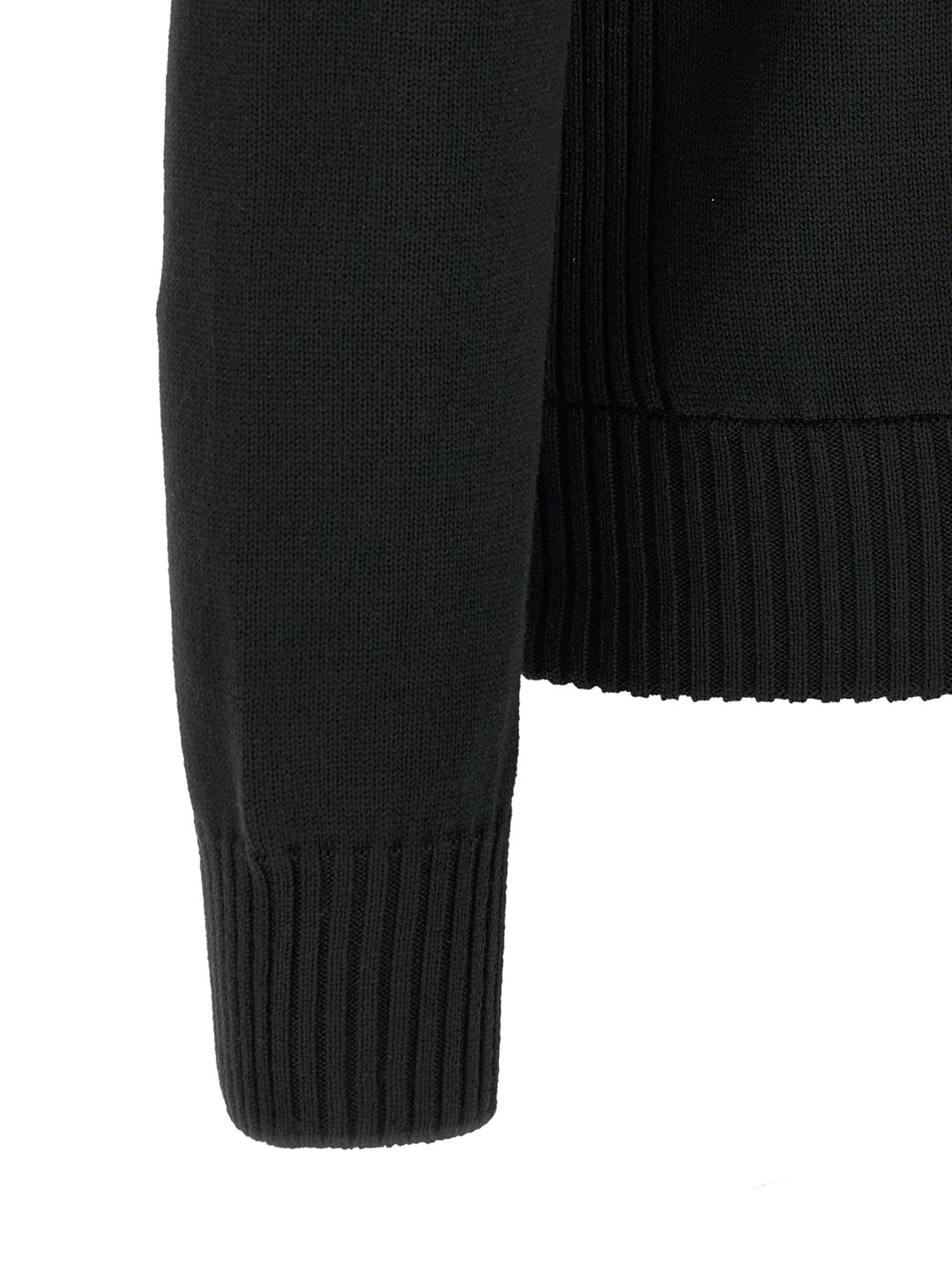 Moncler Two-Material Cardigan Sweaters and Cardigans - Black | b61428358703d008321c34a4976912b87cca7c69