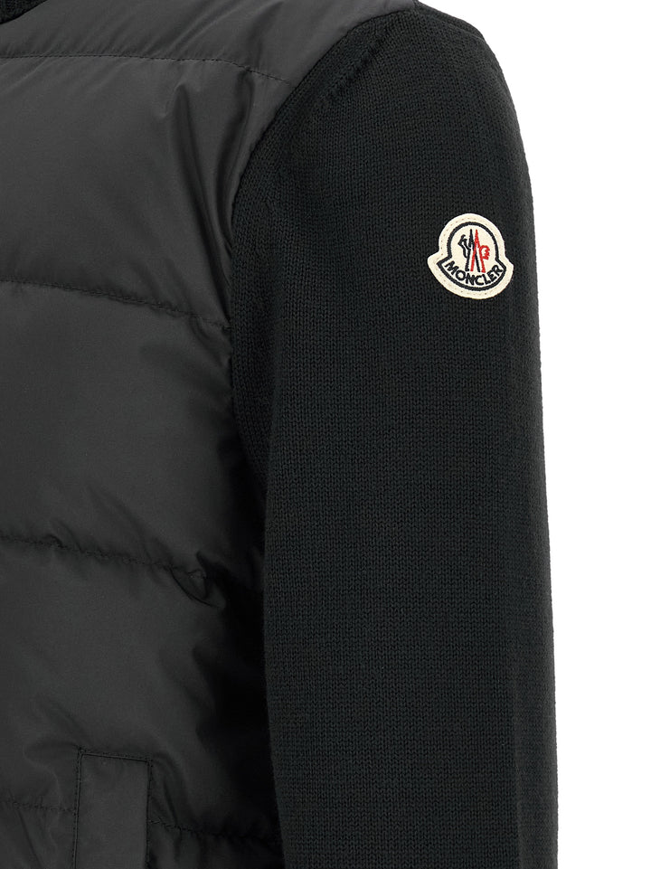 Moncler Two-Material Cardigan Sweaters and Cardigans - Black | ce8b9a133eddbef770462c1d14d023e2ff45d813