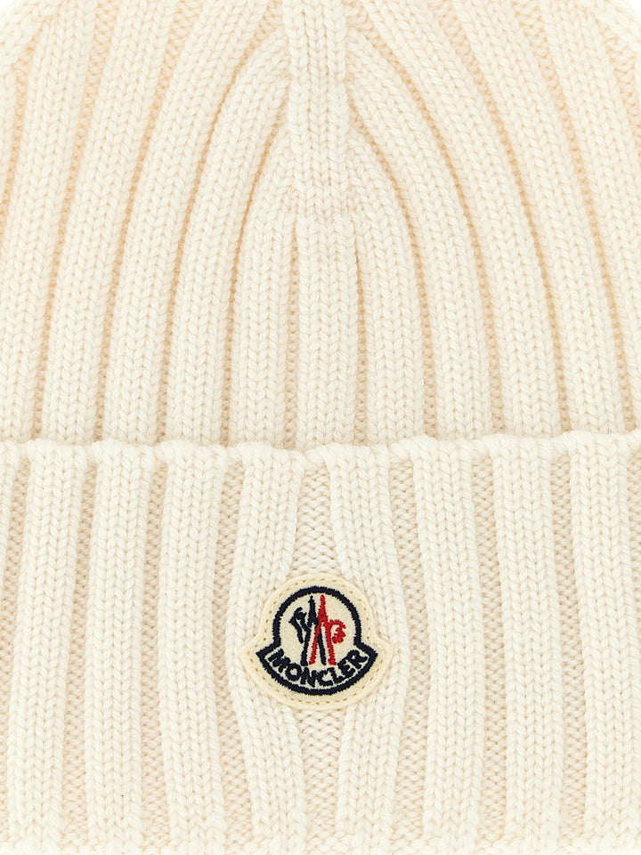 Moncler Wool Beanie Hats - White | 8221bb1d26dd1a569e44a38545831b3369af8121