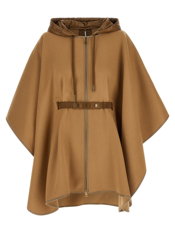 Detachable Hooded Cape Capes Beige