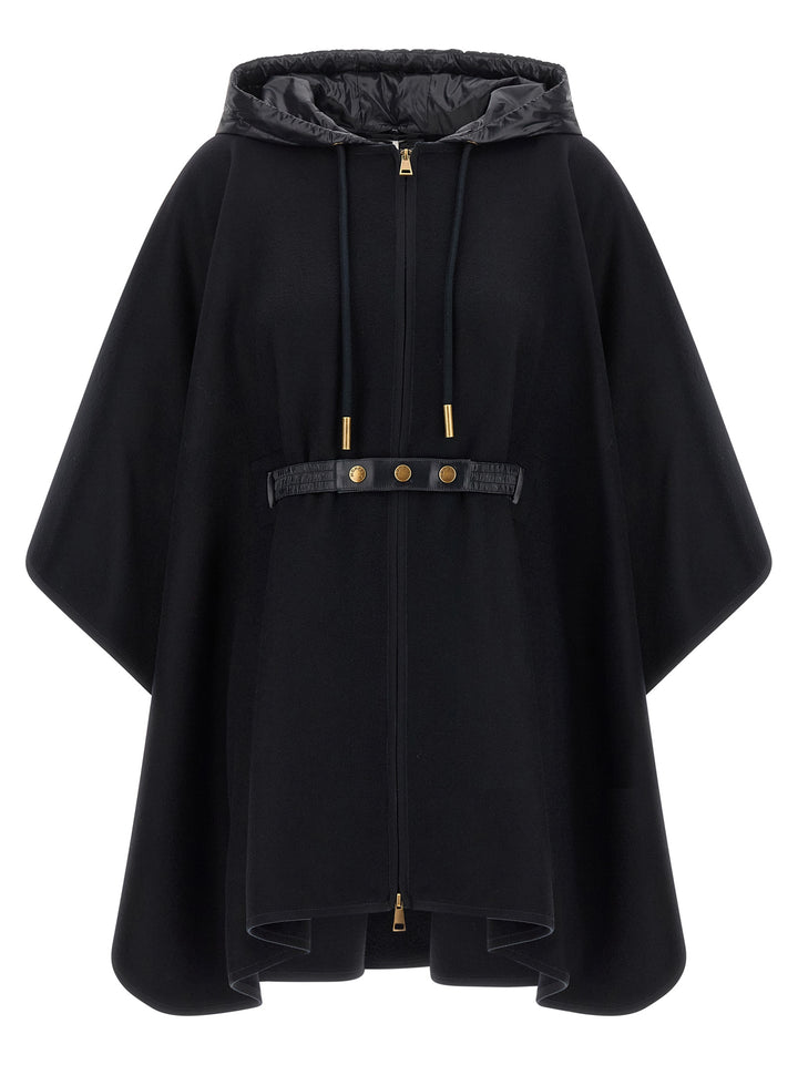 Moncler Two-Material Cape Capes - Blue | 38f082a1075a4264616421621ab2d30dda92307d