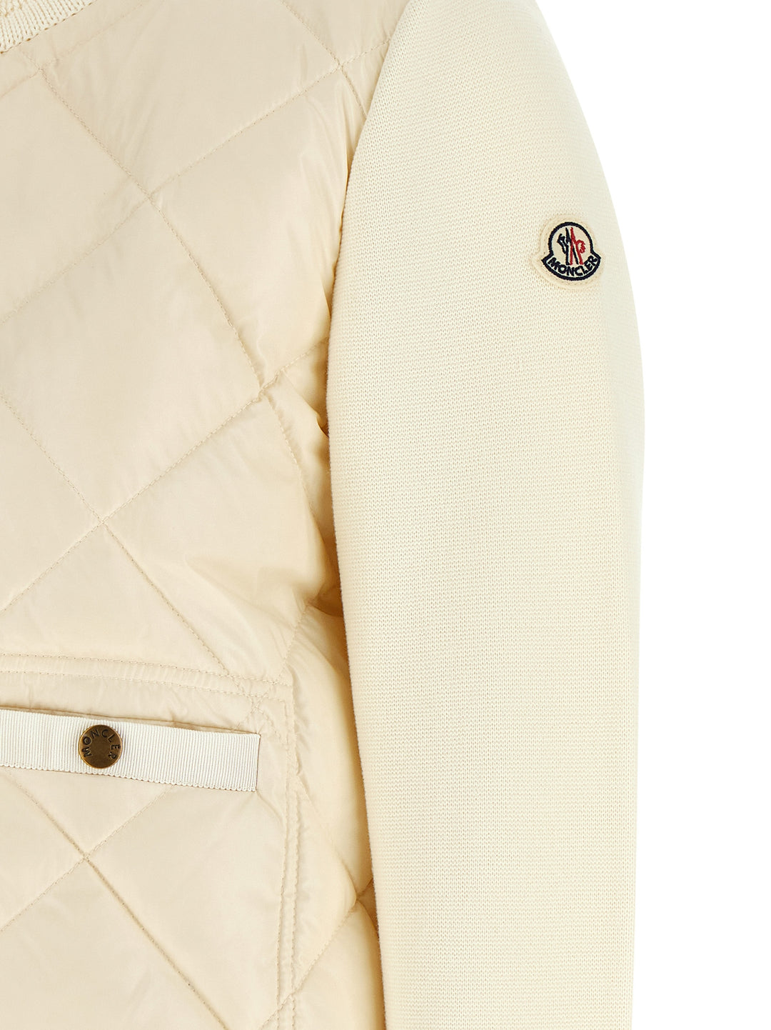 Moncler Two-Material Padded Cardigan Sweaters and Cardigans - White | 7a2573eeb73b70ff961de2303c12570bc21fbb72