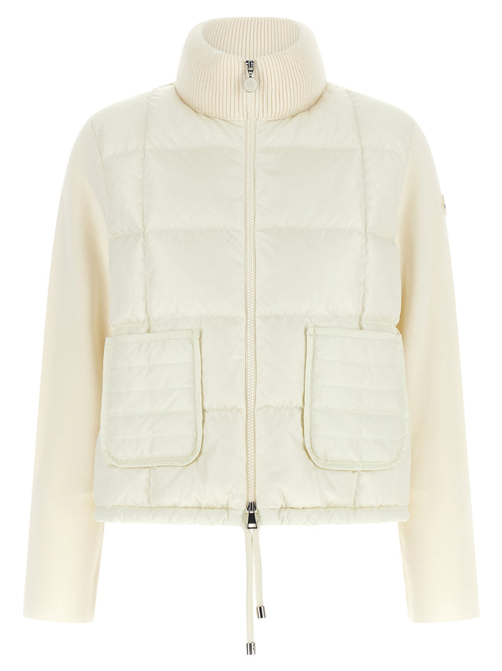 Moncler Two-Material Padded Cardigan Puffer Jackets - White | af45beec2cb4f557437946054e9e7847646c94b1