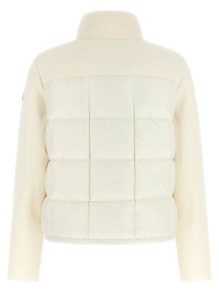Moncler Two-Material Padded Cardigan Puffer Jackets - White | ba58f6426bc79424998279920e40e3c48574ab99