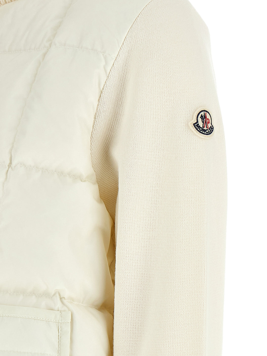 Moncler Two-Material Padded Cardigan Puffer Jackets - White | 0c1c0e9118c03abd69b08d25a34a00fc15ab8cbd