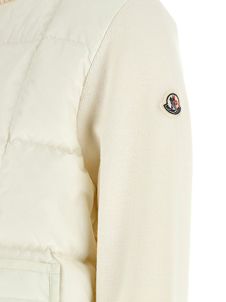 Moncler Two-Material Padded Cardigan Puffer Jackets - White | 0c1c0e9118c03abd69b08d25a34a00fc15ab8cbd