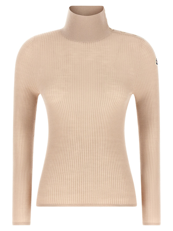 Textured Wool Turtleneck Sweater Sweaters And Cardigans Beige