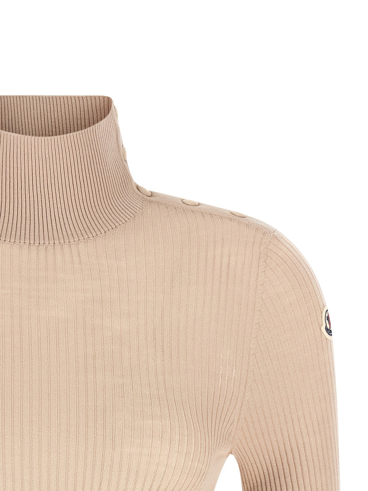 Moncler Textured Wool Turtleneck Sweater Sweaters and Cardigans - Beige | f3cb86105f70b8a12369770d727d00257ff231e7