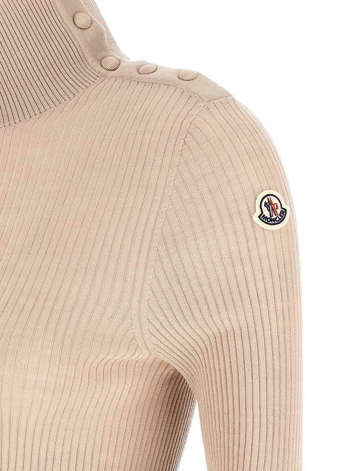 Moncler Textured Wool Turtleneck Sweater Sweaters and Cardigans - Beige | f9d56a0c4f5ef391d3c0277103e2809977549893