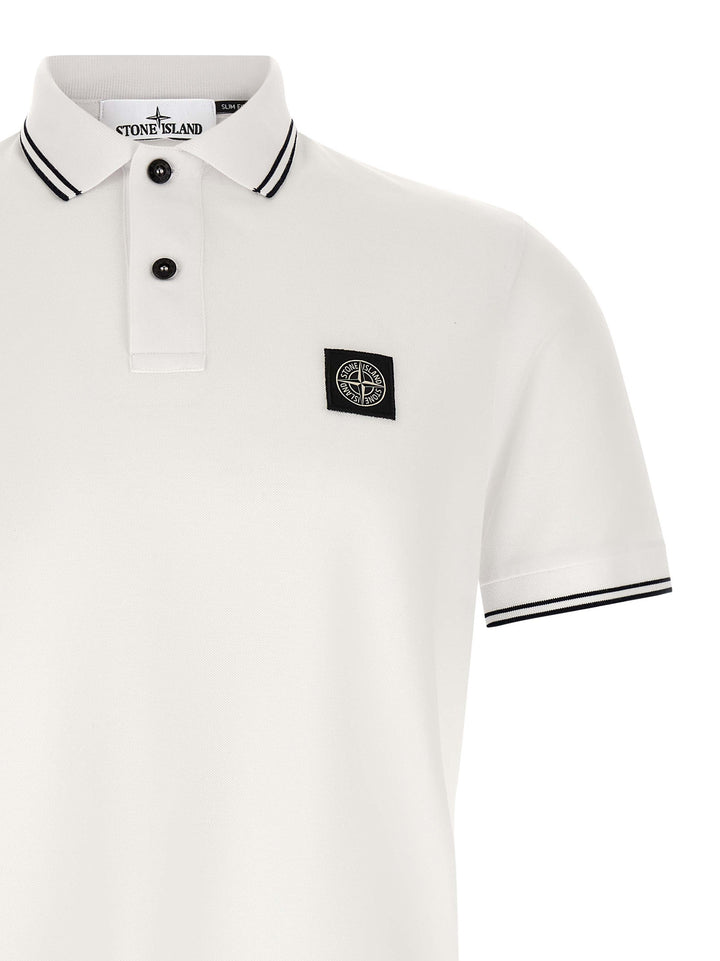 Stone Island 2200010 Polo - White/Black | 2cc917e16b2d944c37d766bcdd9e174512baff46