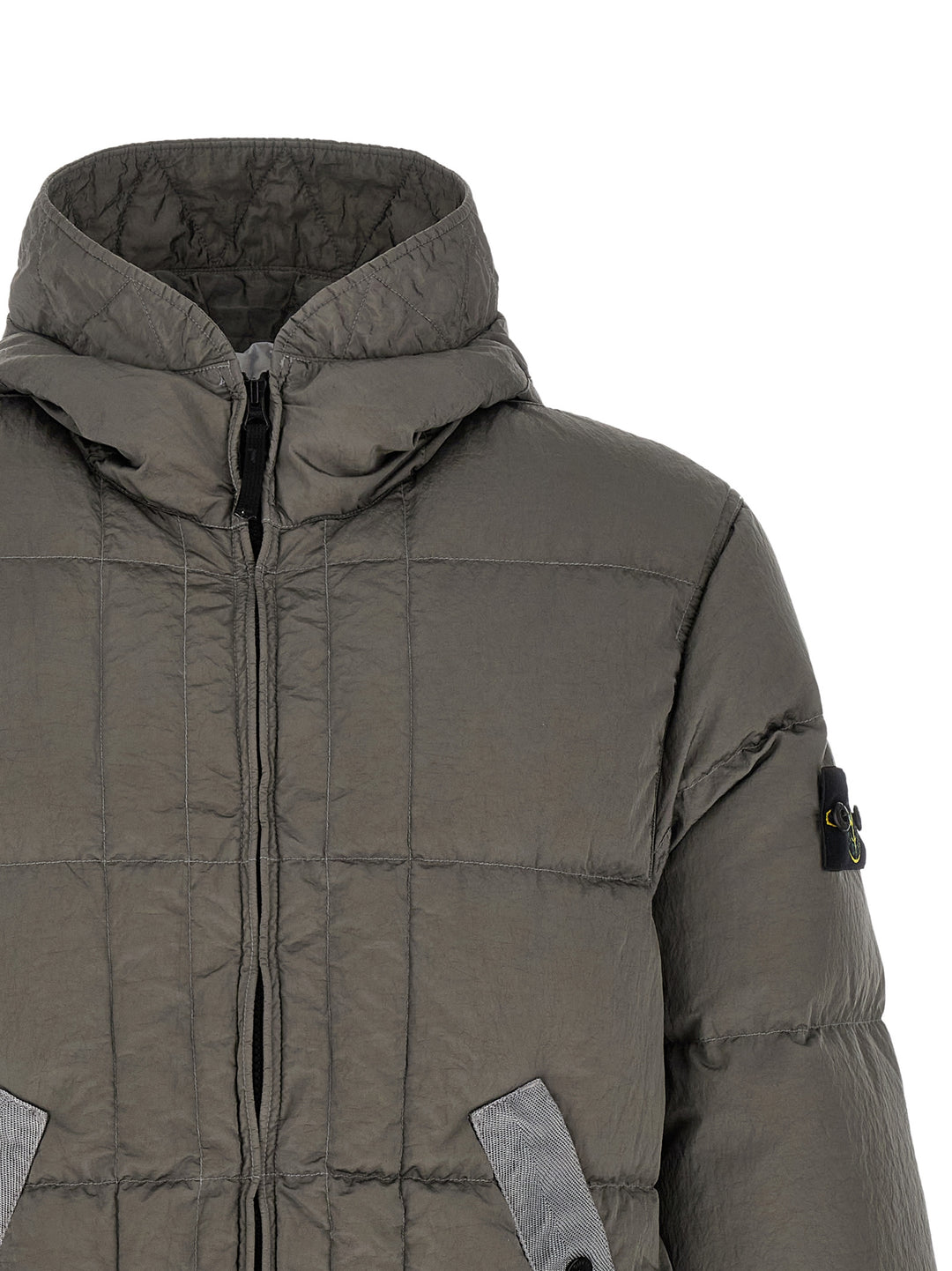 Stone Island Crumpled Effect Down Jacket Puffer Jackets - Gray | 23687904e598e2f410243080f10e0ea409780abb