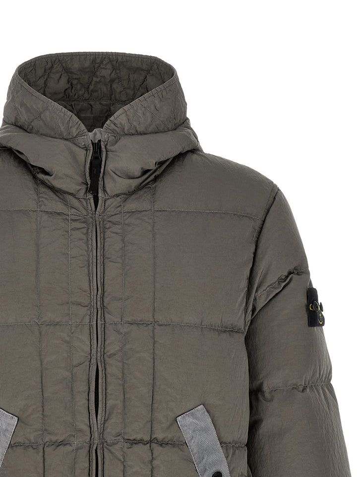 Stone Island Crumpled Effect Down Jacket Puffer Jackets - Gray | 23687904e598e2f410243080f10e0ea409780abb