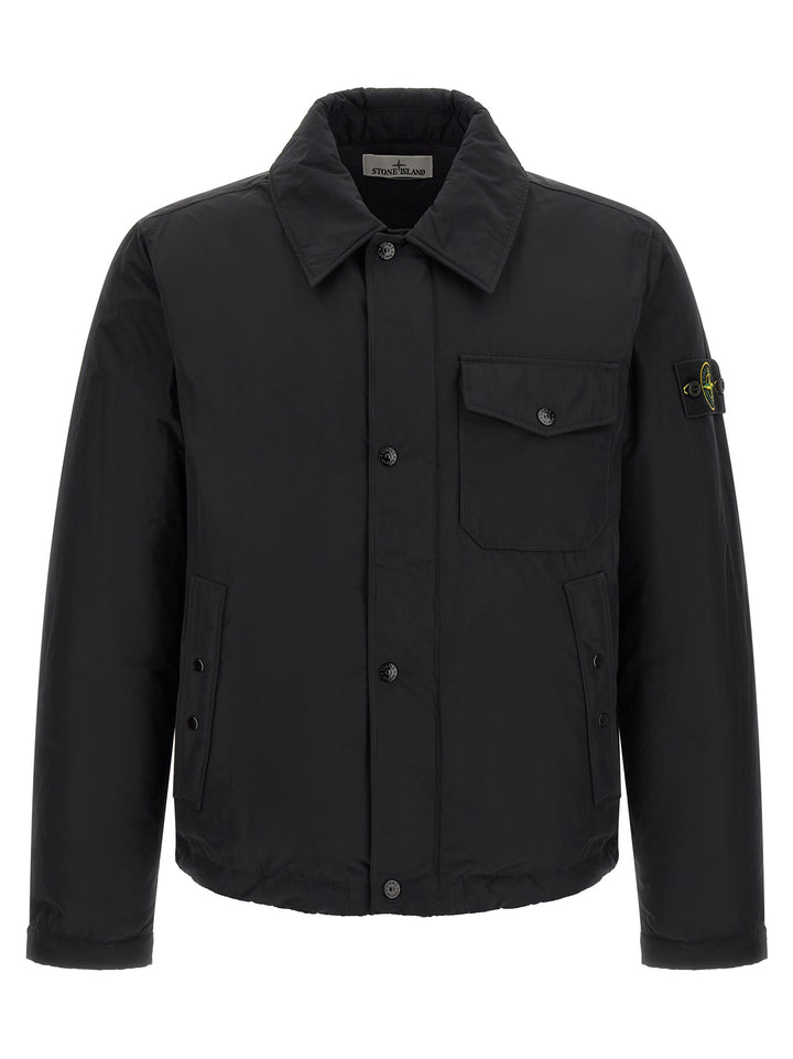 Stone Island Padded Overshirt Puffer Jackets - Black | 1fa5345bd530e045f28086d391b430208c6bddf1