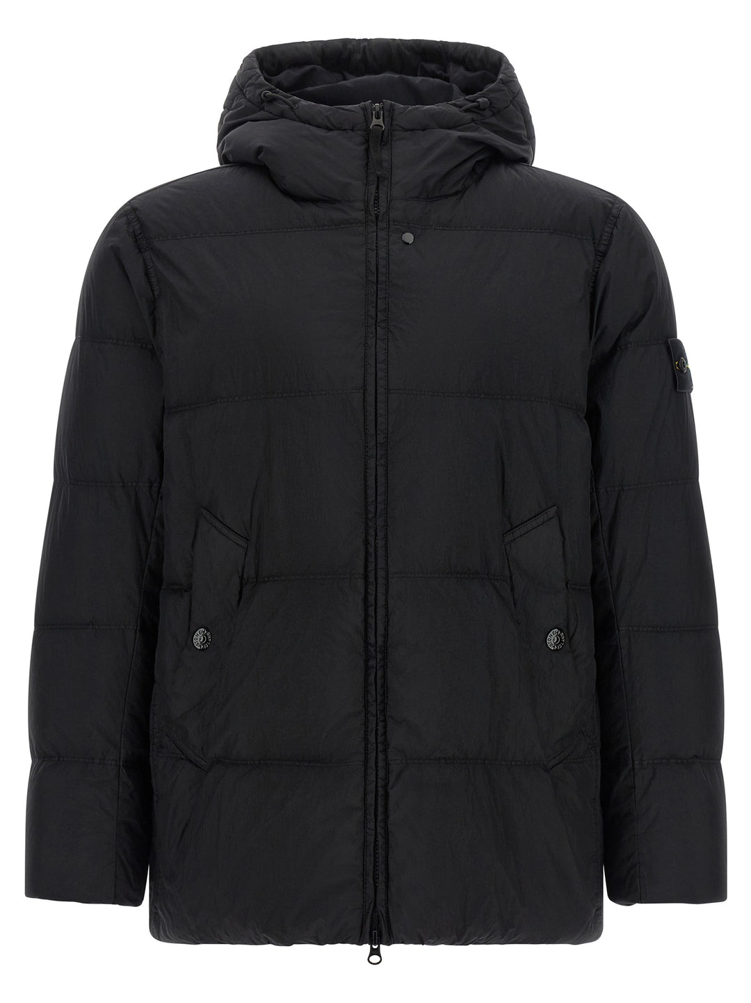 Stone Island Crinkled-Effect Down Jacket Puffer Jackets - Black | f3f65d271ecc44ed0c056649a53e1e63c52cc704