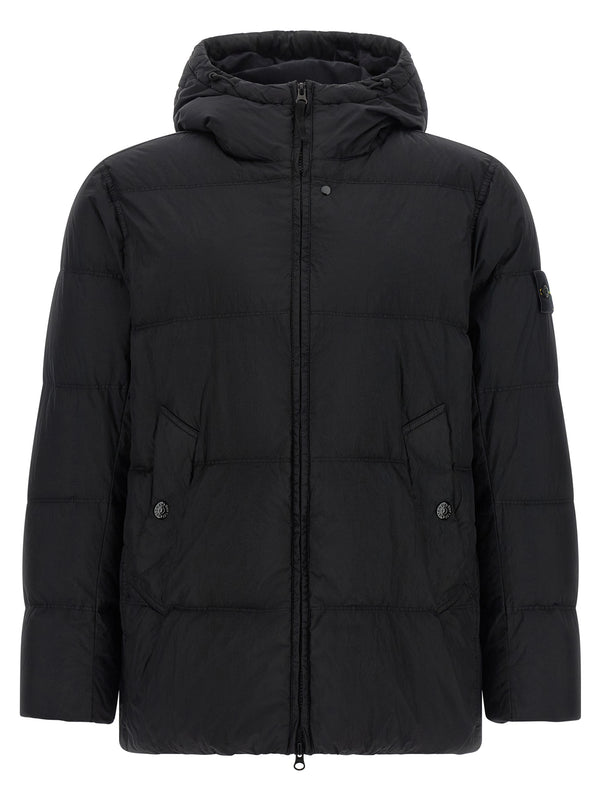 Crinkled-Effect Down Jacket Puffer Jackets Black