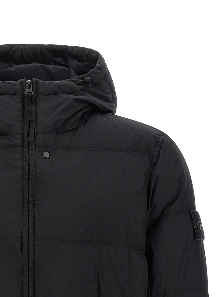 Stone Island Crinkled-Effect Down Jacket Puffer Jackets - Black | ccdb0585e6869758f2bccc795ed3832f0faa60f4