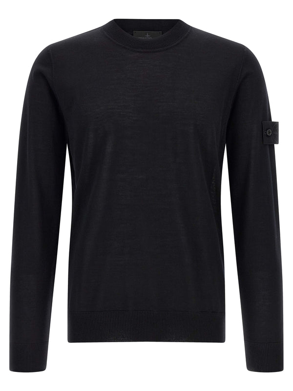 Badge Stone Island Ghost Sweaters And Cardigans Black