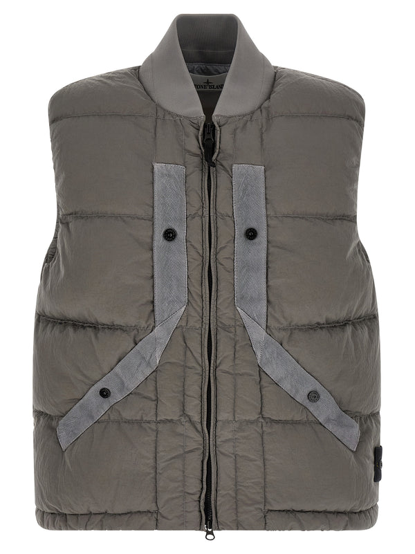 Crinkled Effect Vest Gilet Gray