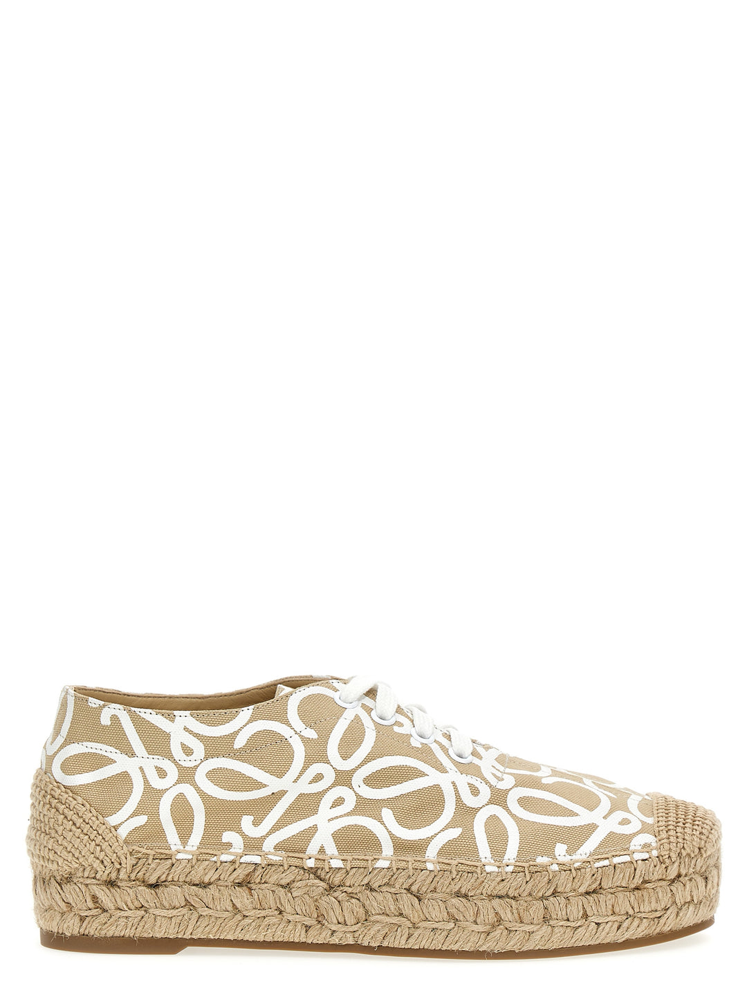 Solar Lace Up Flat Shoes Beige