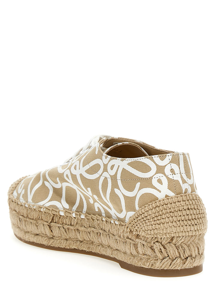 Solar Lace Up Flat Shoes Beige