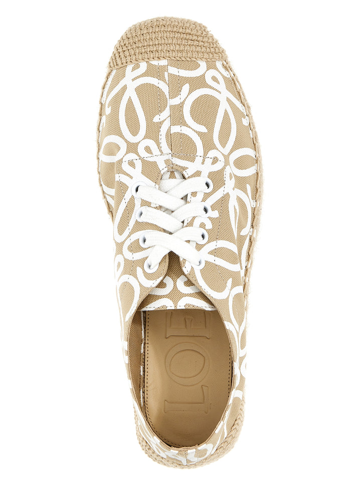 Solar Lace Up Flat Shoes Beige