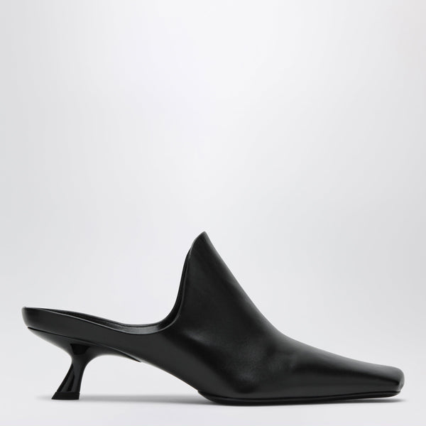 Emily Lambskin Leather Mules In Black