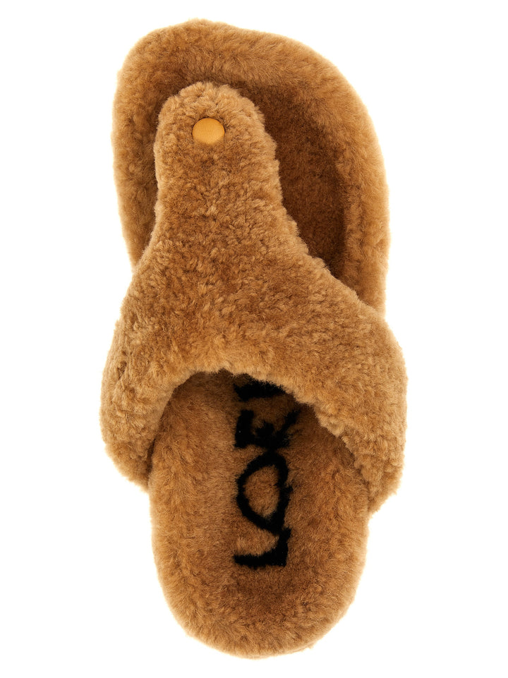 Shearling Sandals Beige