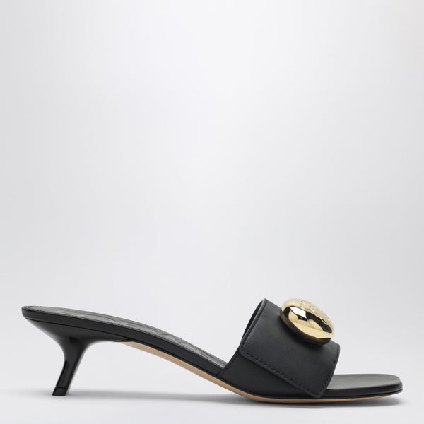 Pebble Slides In Soft Black Calf Leather