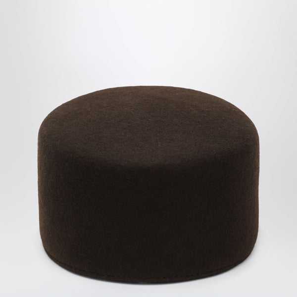 Black Le Pillbox Hat In Wool