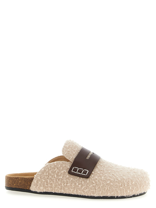 Felt Loafer Flat Shoes Beige