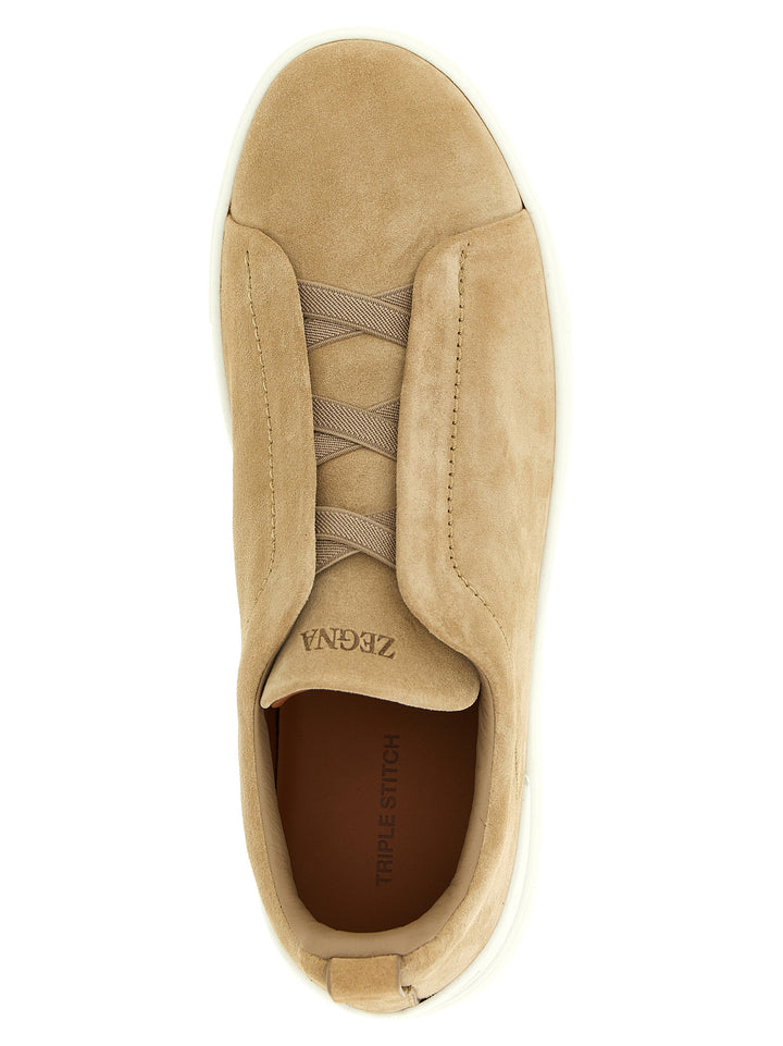Zegna Triple Stitch Sneakers - Beige | 76ceab08a80c5da2673165365629cb2328874663