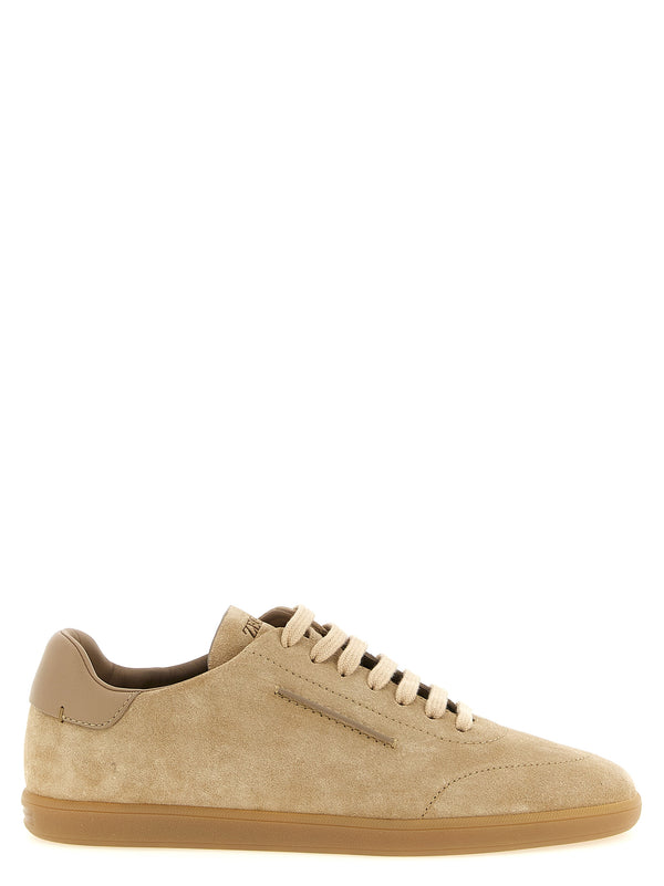 Low-Top Suede Sneakers Beige