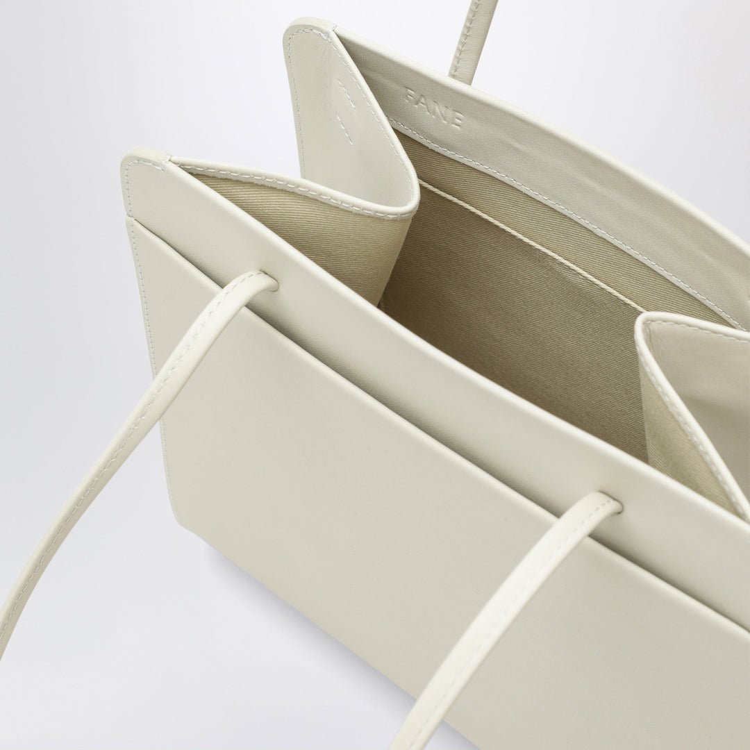 Fane Ivory Beige Lisse Tote Bag In Brushed Leather
