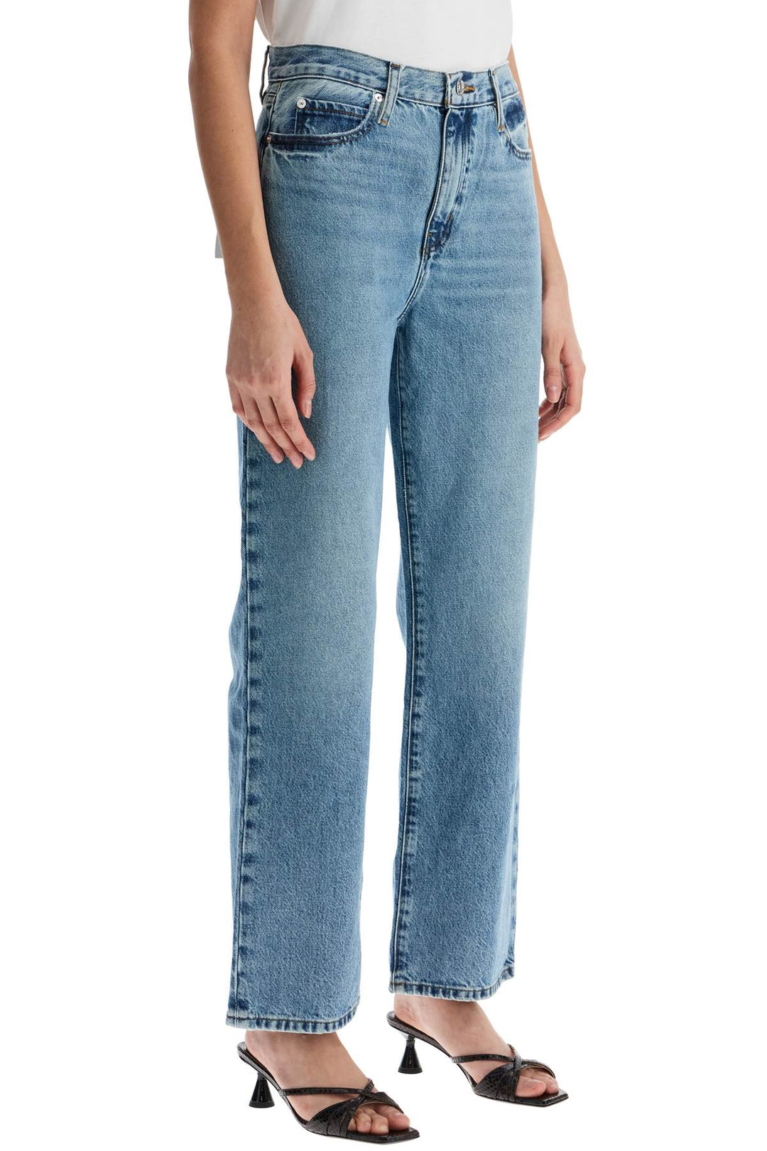 Light Blue High Waisted Straight Ankle Jeans Le Jane