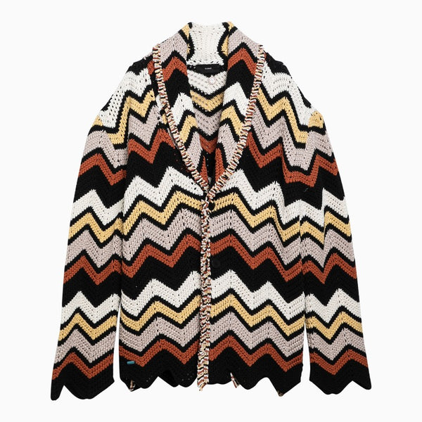 Cardigan In Crochet Zig Zag Multicolore