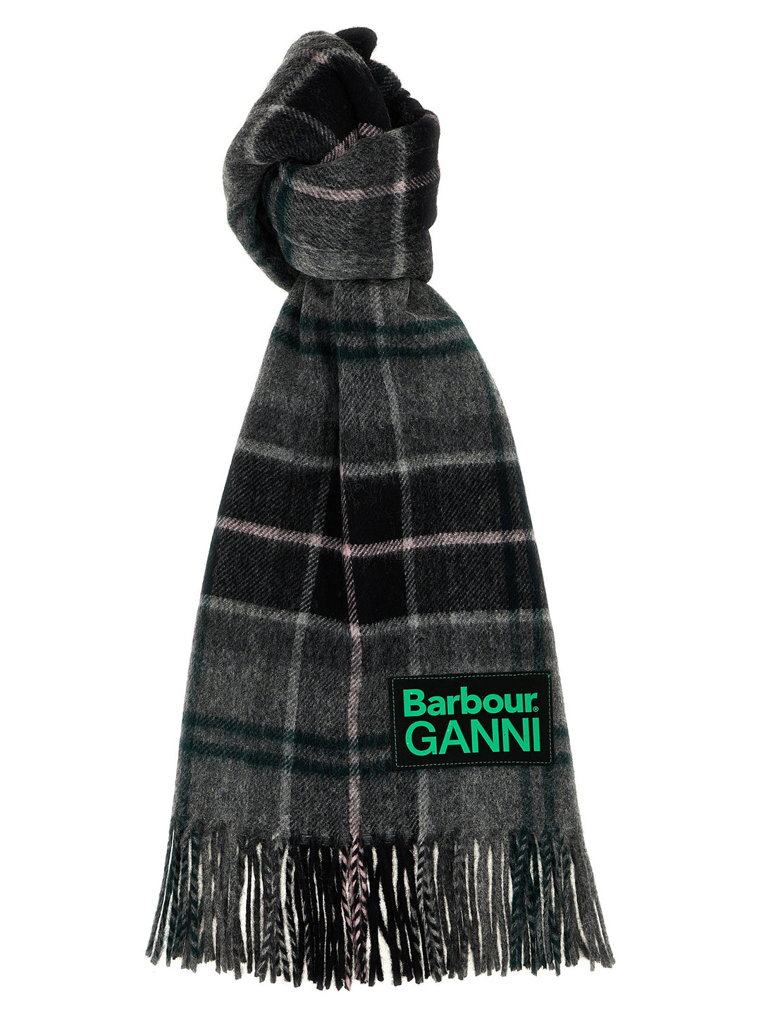 Barbour X Ganni Tartan Scarf Scarves, Foulards Gray