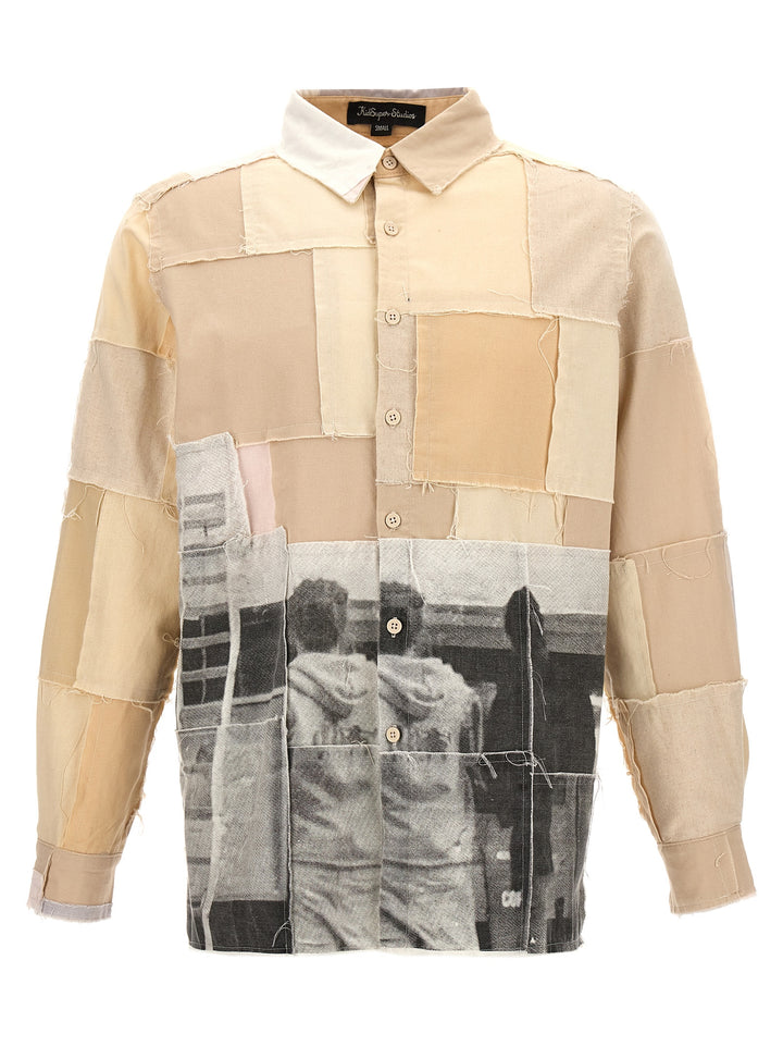 Patchwork Shirt, Blouse Beige