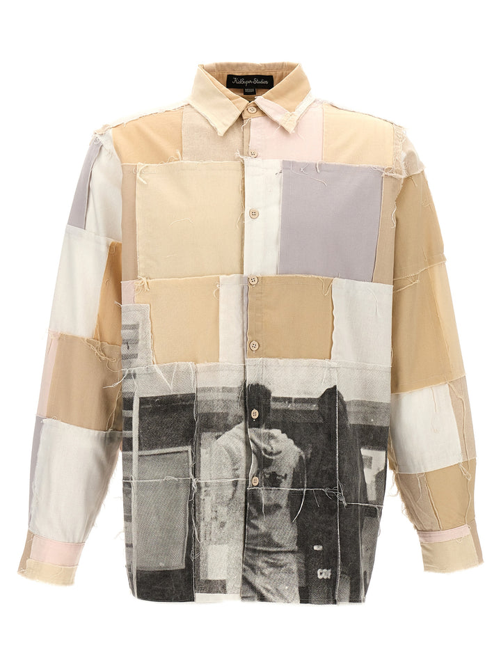 Patchwork Shirt, Blouse Beige