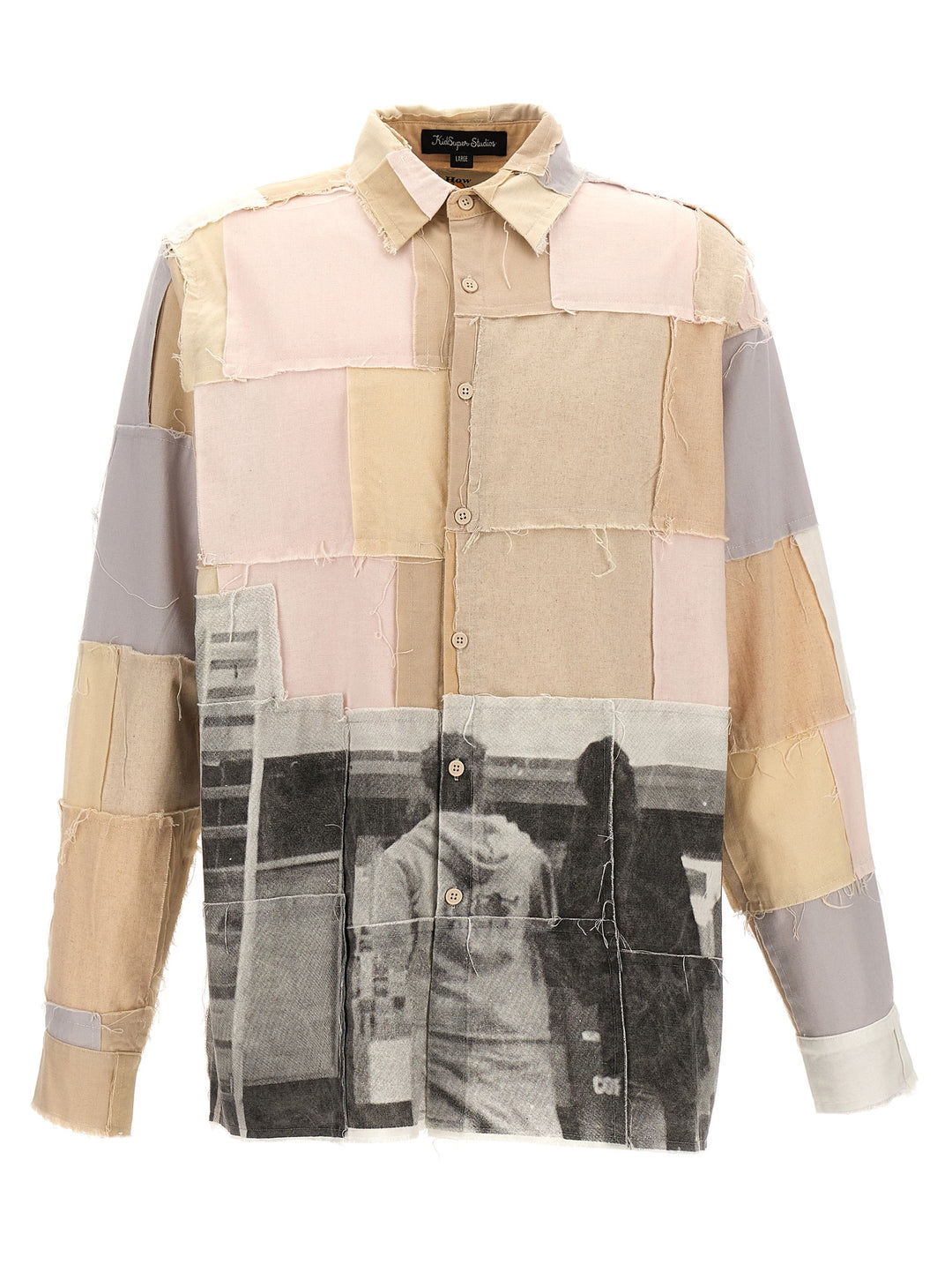 Patchwork Shirt, Blouse Beige