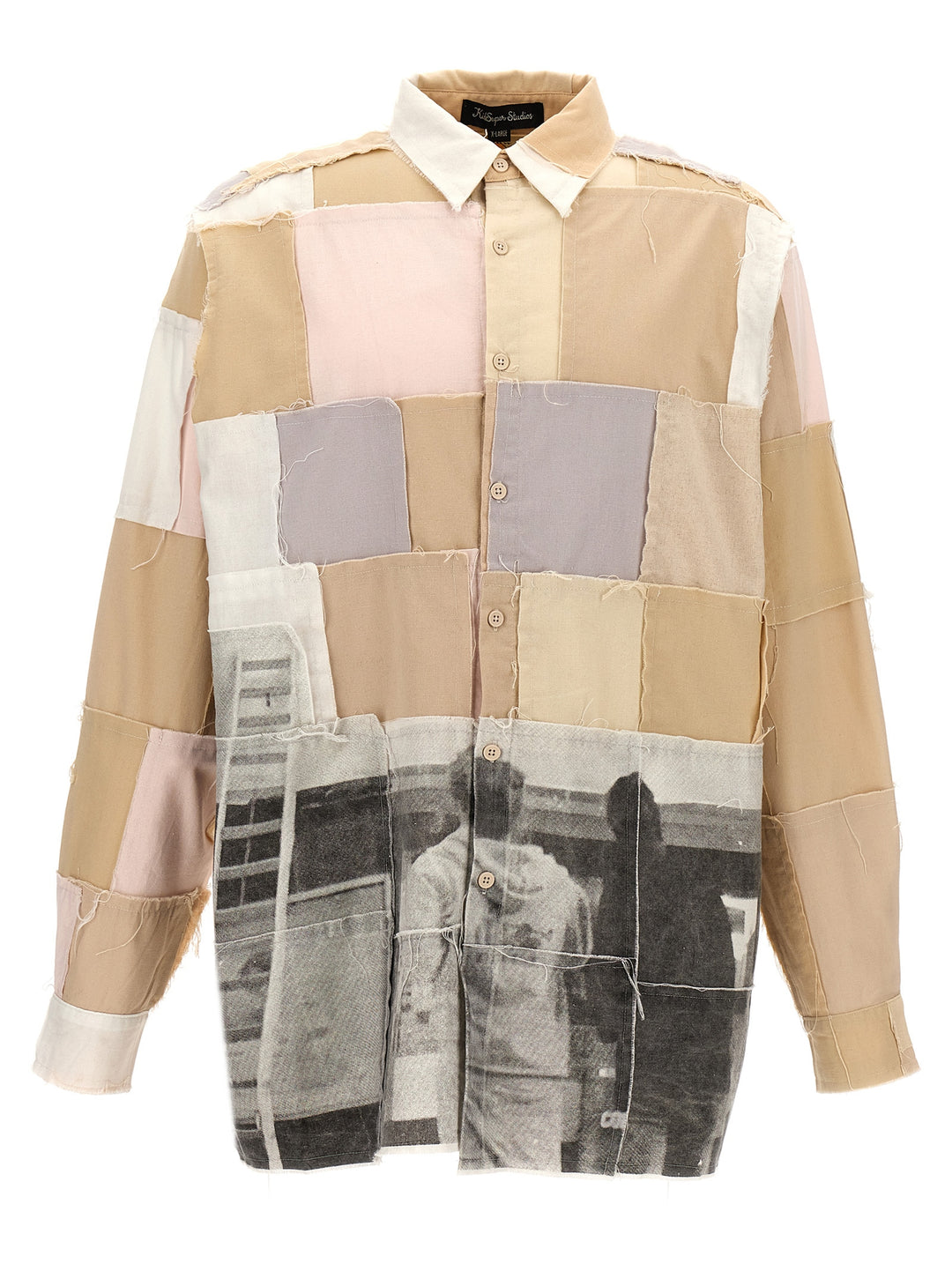 Patchwork Shirt, Blouse Beige